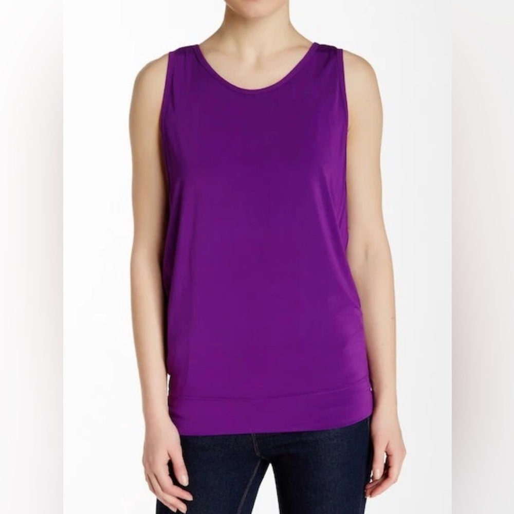 HELMUT LANG Faint Scoop Neck Jersey Tank Top in Purple Sz Medium